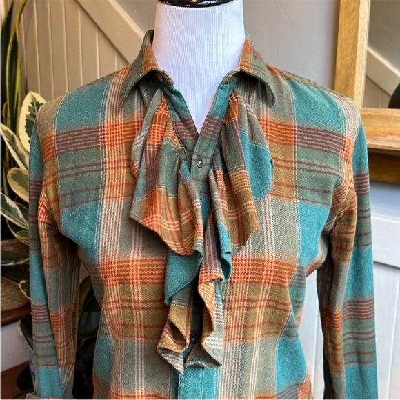 Ralph Lauren Gordon Plaid Ruffle Front Blouse - Picture 8 of 16